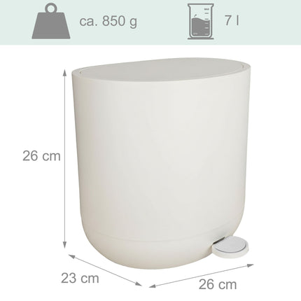 Coș de gunoi cu pedală de baie cu închidere silențioasă, 7 l, plastic