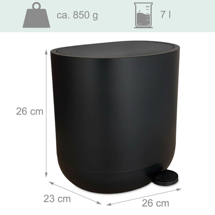 Coș de gunoi cu pedală de baie cu închidere silențioasă, 7 l, plastic