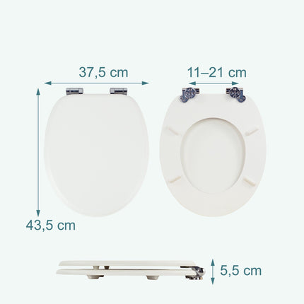 Capac de toaletă din MDF cu închidere silențioasă, balamale reglabile