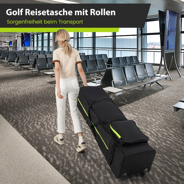 Geantă moale de călătorie de golf cu roți, impermeabilă, protecție căptușită