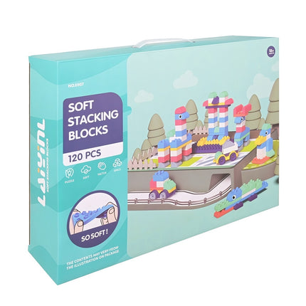 Soft Rubber Sensory Building Blocks for Children, 120 Pieces, TPE, Multicolour