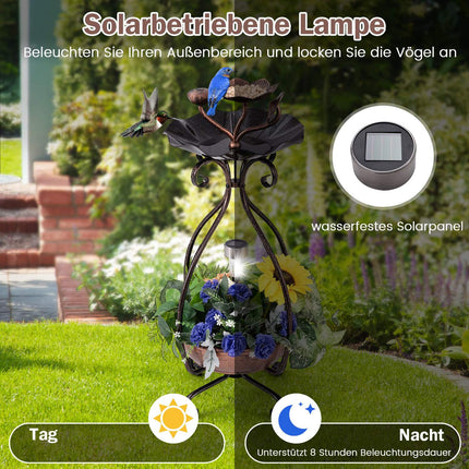 Baie solară pentru păsări cu hrănitoare și jardinieră - Design Bronz Lotus