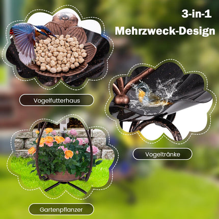 Baie solară pentru păsări cu hrănitoare și jardinieră - Design Bronz Lotus