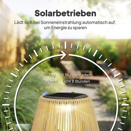 Lampă solară de grădină, ratan, pornire/oprire automată, lumină caldă 3500K