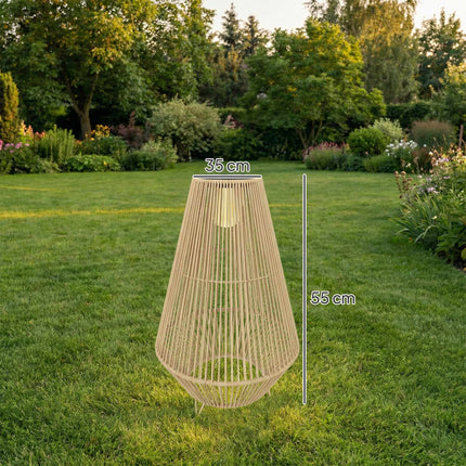Lampă solară de grădină, ratan, pornire/oprire automată, lumină caldă 3500K