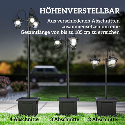 Lampă solară de grădină cu înălțime reglabilă și jardinieră
