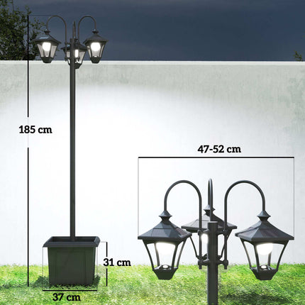Lampă solară de grădină cu înălțime reglabilă și jardinieră