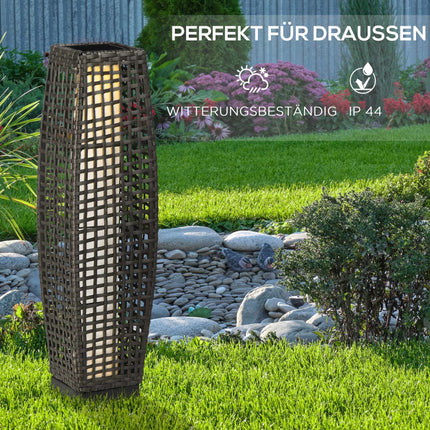 Felinar solar de grădină, LED, design din ratan, pornire/oprire automată