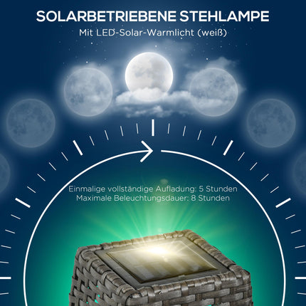 Felinar solar de grădină, LED, design din ratan, pornire/oprire automată