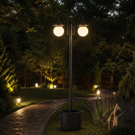 Felinar solar de grădină cu înălțime reglabilă și jardinieră