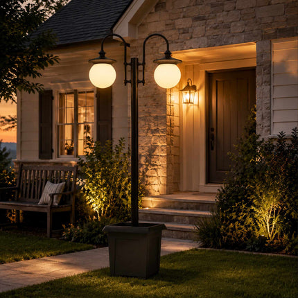 Felinar solar de grădină cu înălțime reglabilă și jardinieră