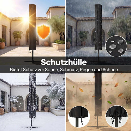 Umbrelă de terasă cu LED-uri solare, crem, UPF 30+, înclinare și manivelă