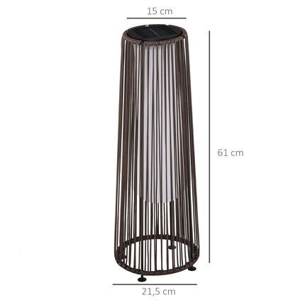 Solar Rattan Garden Lamp, LED, 61 Cm, Brown