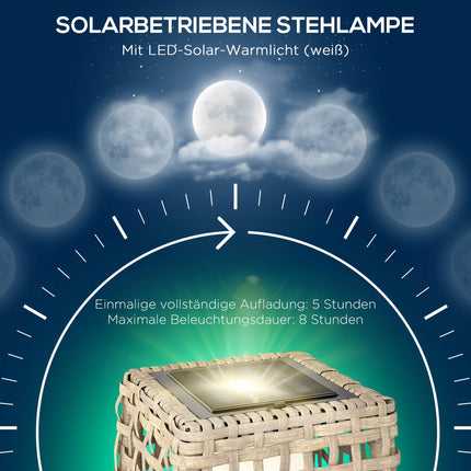 Felinar solar cu LED, design din ratan, pornire/oprire automată