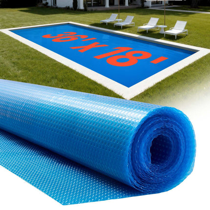 Solar Pool Cover 36 x 18 ft, 8 Mil Bubble PE Blue