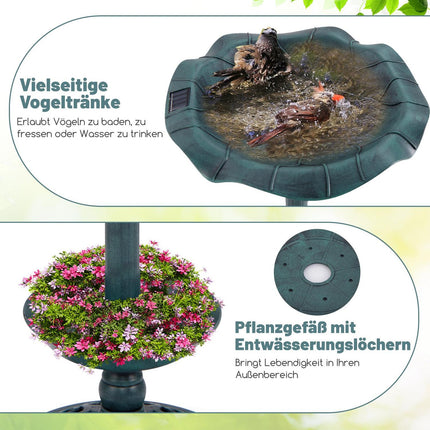 Baie de păsări alimentată cu energie solară, cu lumină LED și jardinier
