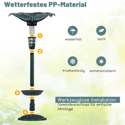 Baie de păsări alimentată cu energie solară, cu lumină LED și jardinier
