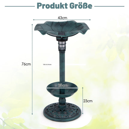 Baie de păsări alimentată cu energie solară, cu lumină LED și jardinier