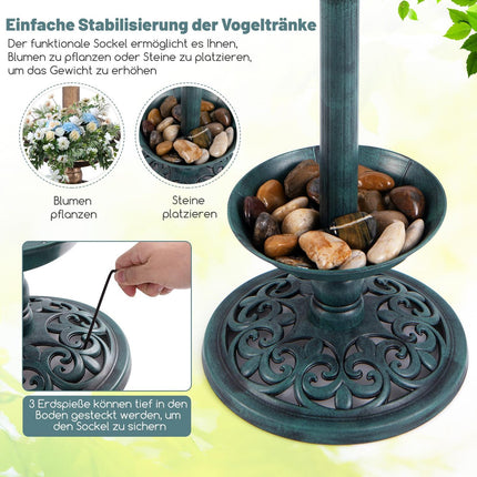 Baie de păsări alimentată cu energie solară, cu lumină LED și jardinier