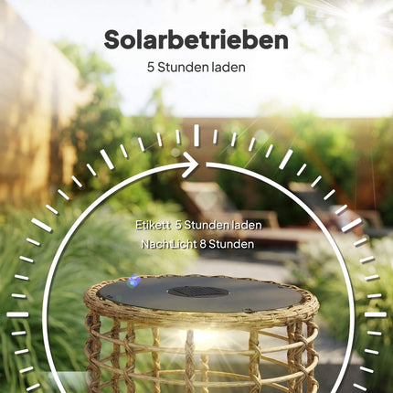 Set de lămpi din ratan cu energie solară, lumină caldă, utilizare în exterior