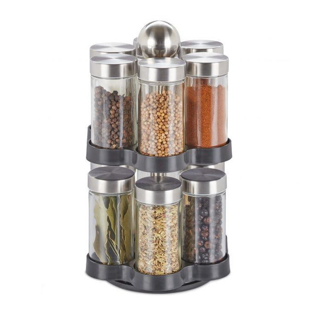 Spice rack with 12 glass jars