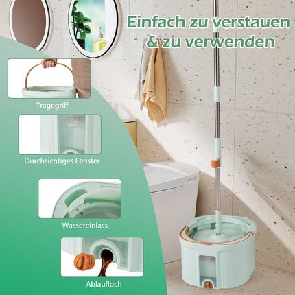 Set mop rotativ și găleată cu separator de apă, cap rotativ la 360°