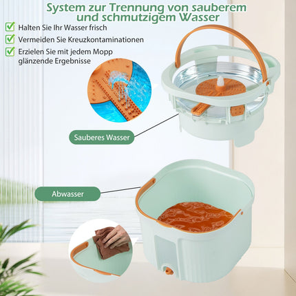 Set mop rotativ și găleată cu separator de apă, cap rotativ la 360°