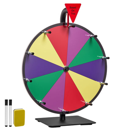 Spinning Prize Wheel 12 In, 10 Slots, Dry Erase Stand