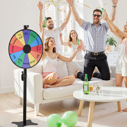 Spinning Prize Wheel 24 Inch, 12 Slots, Adjustable Stand