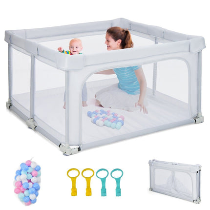Tarc pătrat pentru copii 124 x 124 cm Gard mare pentru joacă Gri deschis