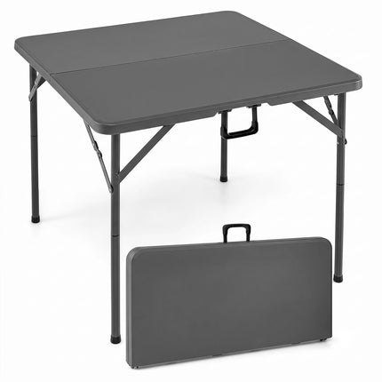 Masă de camping pliabilă pătrată, gri, 86 x 86 x 75 cm