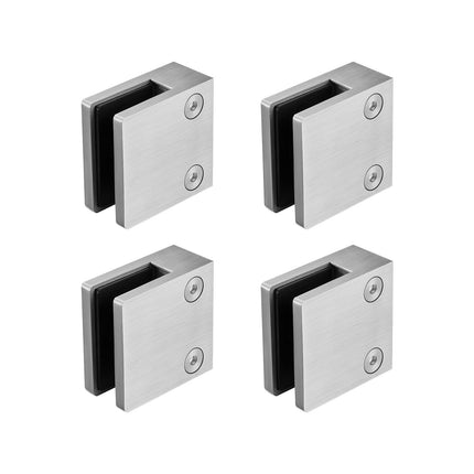 Square Glass Clamps, 4-Pack, 304 Steel, 8–12mm