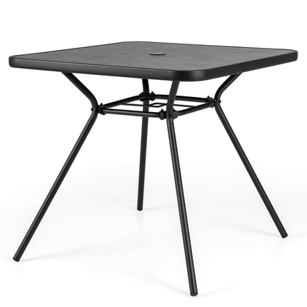 Masă pătrată de exterior cu blat DPC, orificiu pentru umbrelă, 80 cm