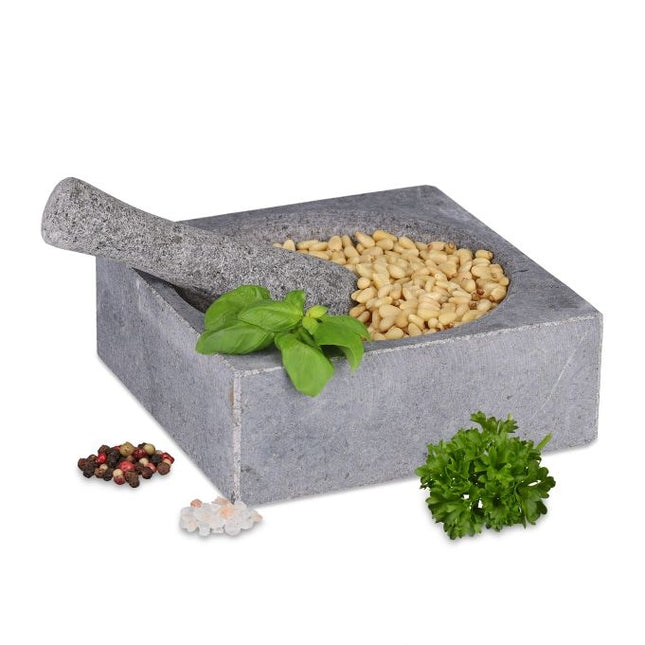Mortar pătrat și pistil de granit
