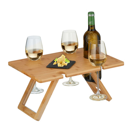 Masă pătrată pentru vinuri de picnic din bambus