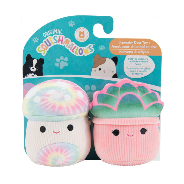 Jucărie de pluș cu piuitoare pentru câini Squishmallows, set de 2, 9 cm