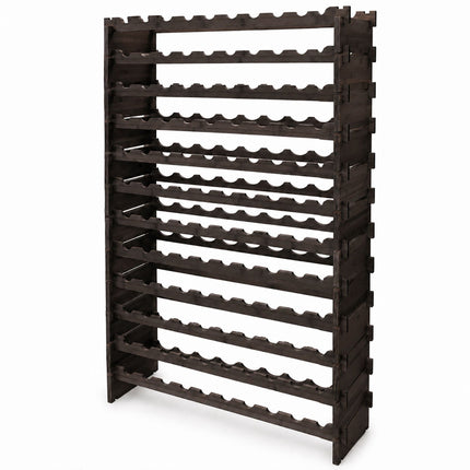 Stackable Bamboo Wine Rack for 108 Bottles, Self-Assembly, Dark Brown