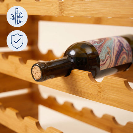 Stackable Bamboo Wine Rack for 108 Bottles, Self-Assembly, Natural