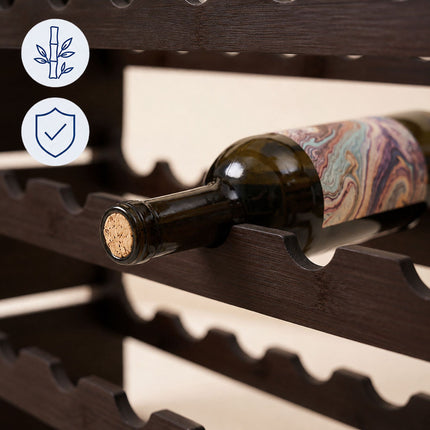 Stackable Bamboo Wine Rack for 36 Bottles, Self-Assembly, Dark Brown