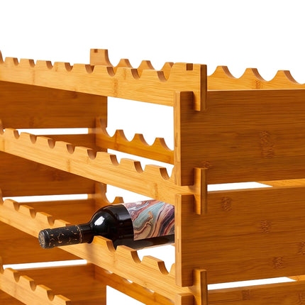 Stackable Bamboo Wine Rack for 36 Bottles, Self-Assembly, Natural