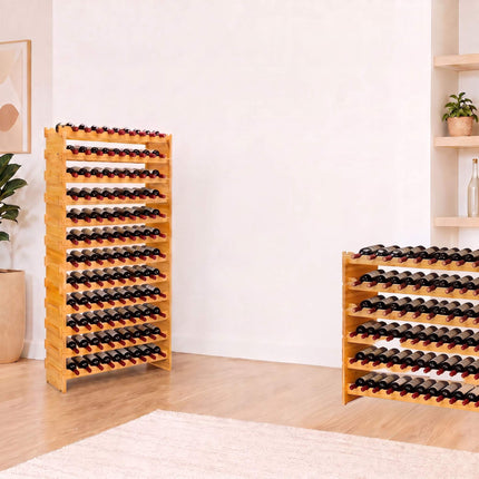 Stackable Bamboo Wine Rack for 36 Bottles, Self-Assembly, Natural