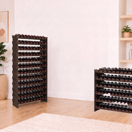 Stackable Bamboo Wine Rack for 63 Bottles, Self-Assembly, Dark Brown