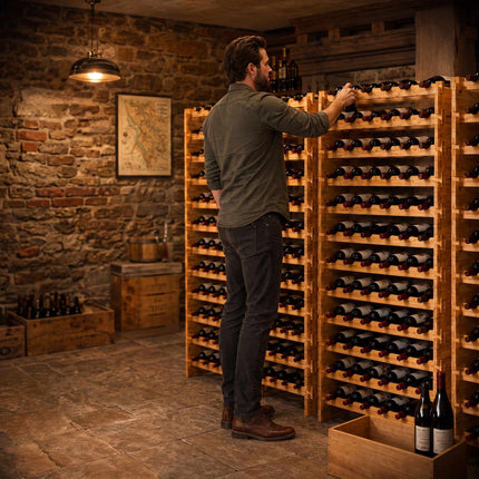 Stackable Bamboo Wine Rack for 63 Bottles, Self-Assembly, Natural