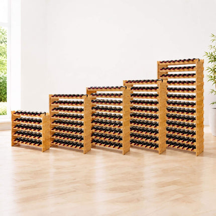 Stackable Bamboo Wine Rack for 63 Bottles, Self-Assembly, Natural