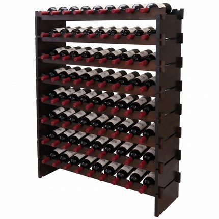 Stackable Bamboo Wine Rack for 72 Bottles, Self-Assembly, Dark Brown
