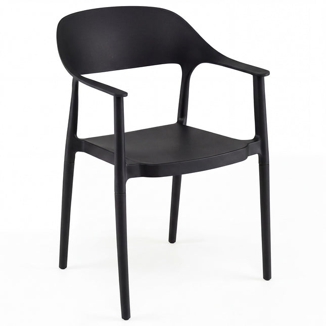 Scaun de masă negru, suprapunbil, capacitate 150 kg, plastic