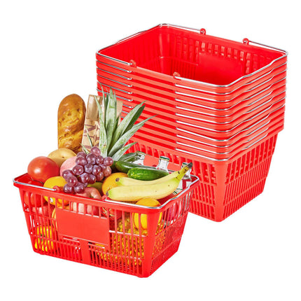 Stackable Grocery Shopping Baskets, 12-Pack, 21L, Red