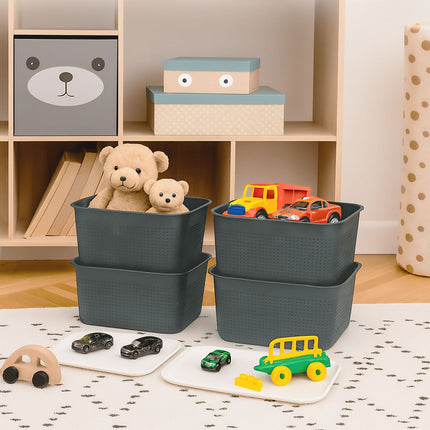 Cutii de depozitare cu capac, stivuibile, ventilate, set de 6