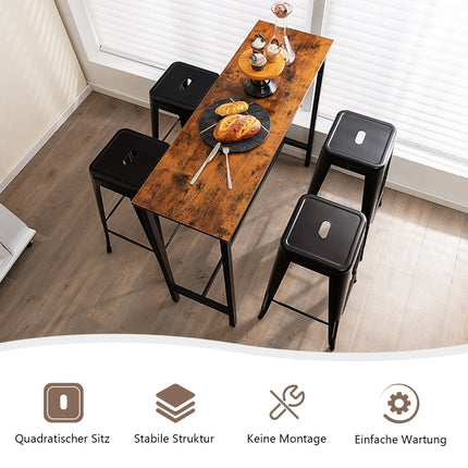 Set scaune de bar metalice suprapuse, 76 cm, negru, capacitate 150 kg