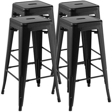 Set scaune de bar metalice suprapuse, 76 cm, negru, capacitate 150 kg
